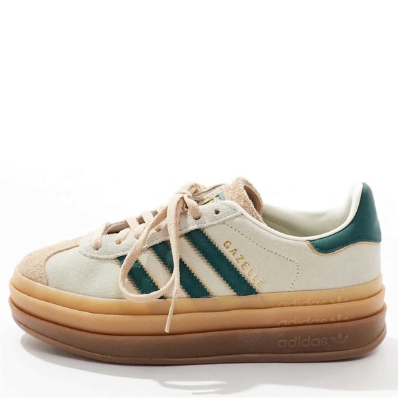 Adidas Gazelle Bold Platform Sneakers – Cream White / Collegiate Green – Size 7 - Picture 5 of 16